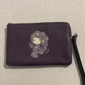 Coach Purple Wristlet with Zodiac Motif